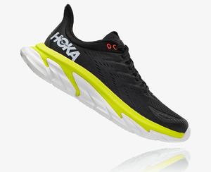 Hoka One One Men's Clifton Edge Road Running Shoes Black/Yellow Clearance Sale [KQSEC-8916]